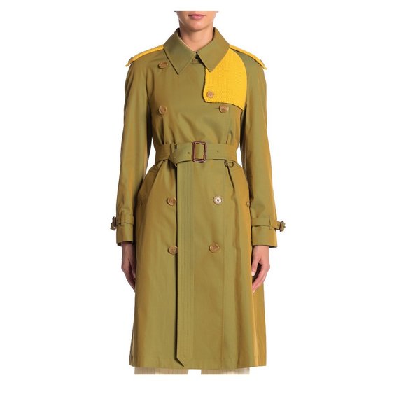 NWT Burberry Contrast Knit Trim Trench Coat- Work to Date Night - size US 4 - Picture 7 of 15